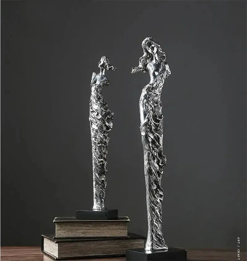 Abstract Girl Electroplated Resin Sculpture
