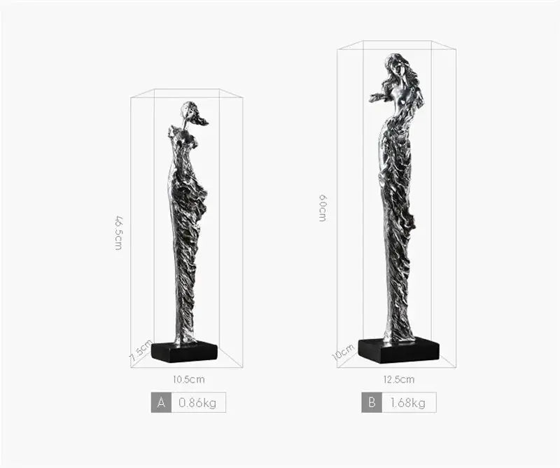 Abstract Girl Electroplated Resin Sculpture