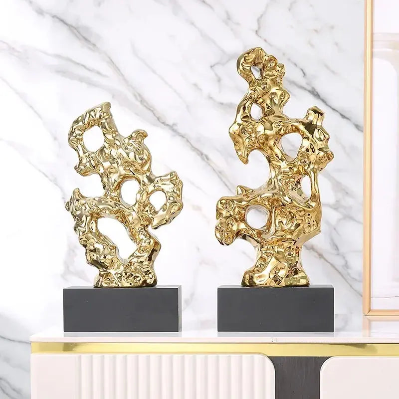 Abstract Gold Hollow Decorative Sculpture