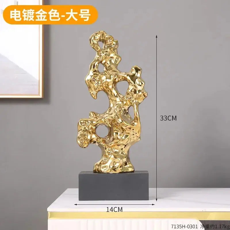 Abstract Gold Hollow Decorative Sculpture