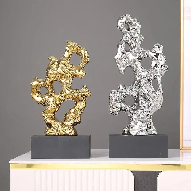 Abstract Gold Hollow Decorative Sculpture