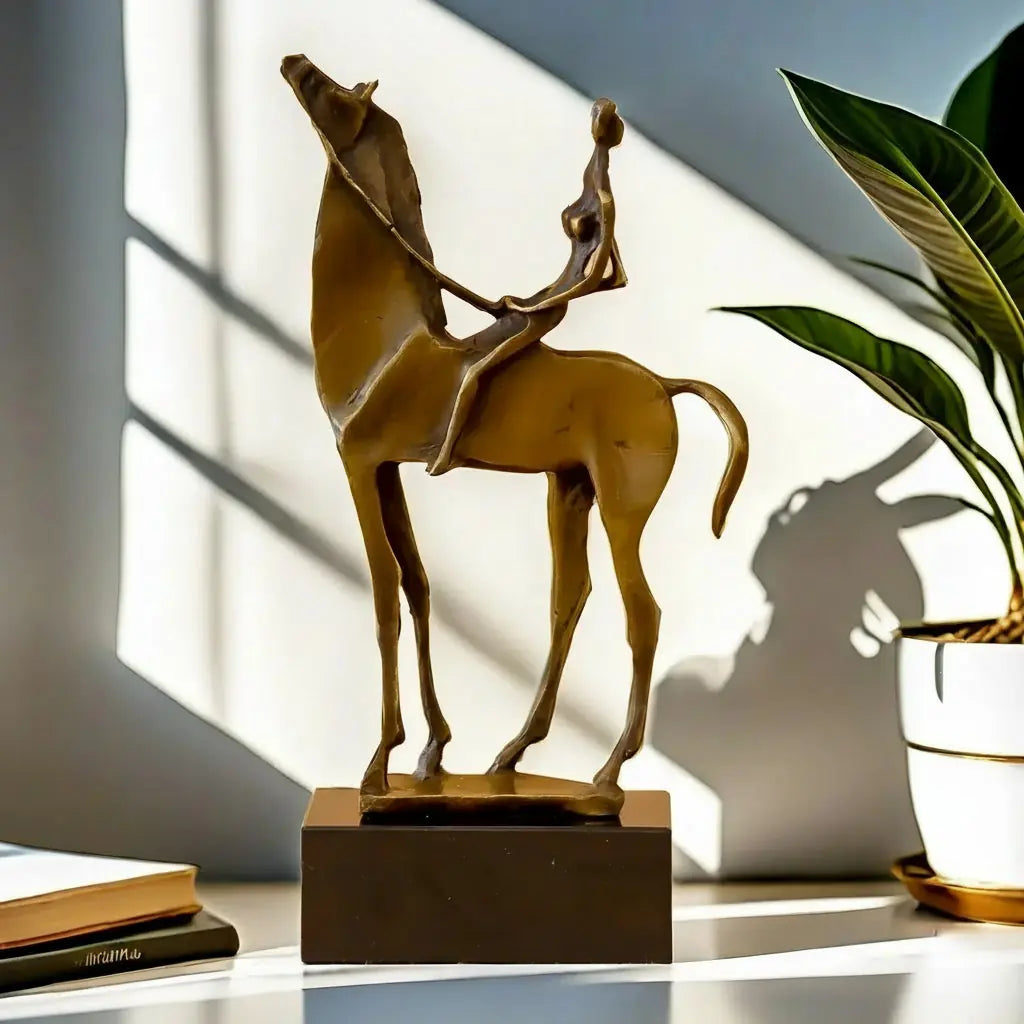 Abstract Horse Rider Sculpture — Bronze