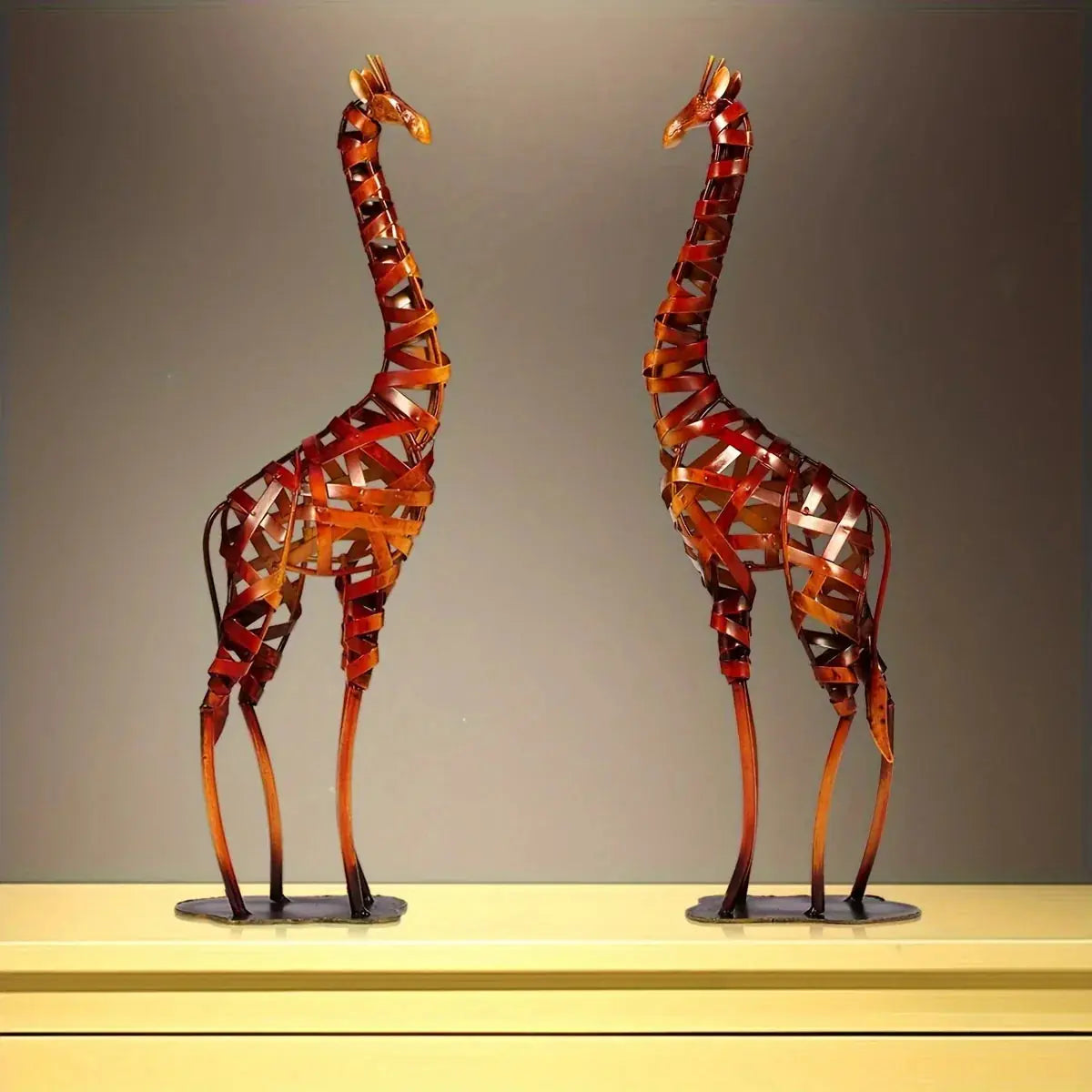 Abstract Iron Giraffe Sculpture Decorative Tabletop Accent