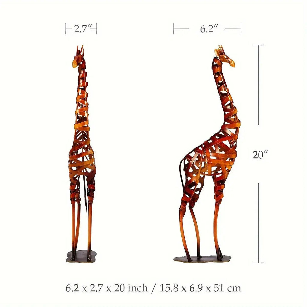 Abstract Iron Giraffe Sculpture Decorative Tabletop Accent