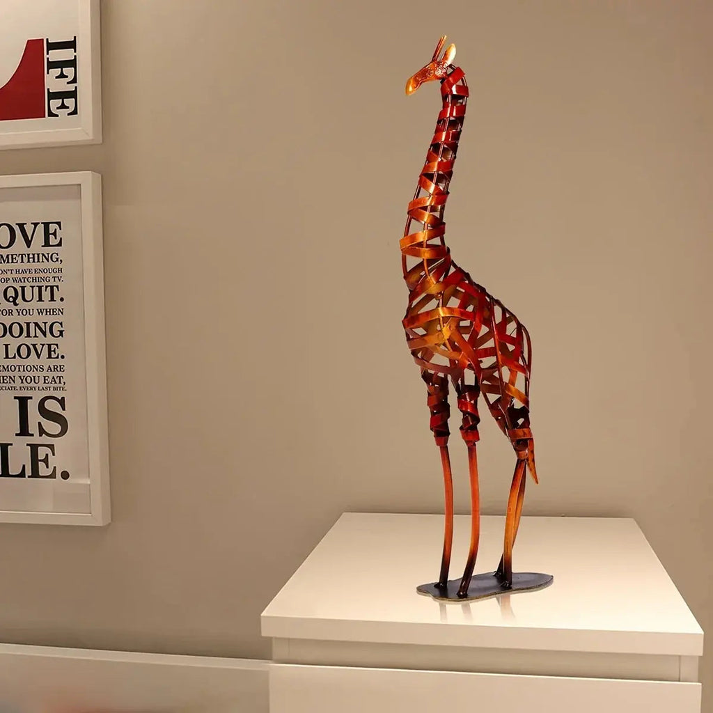 Abstract Iron Giraffe Sculpture Decorative Tabletop Accent