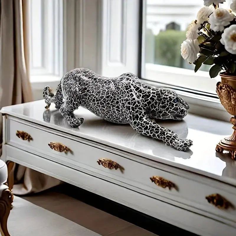 Abstract Leopard Figurine Modern Textured Table Decor