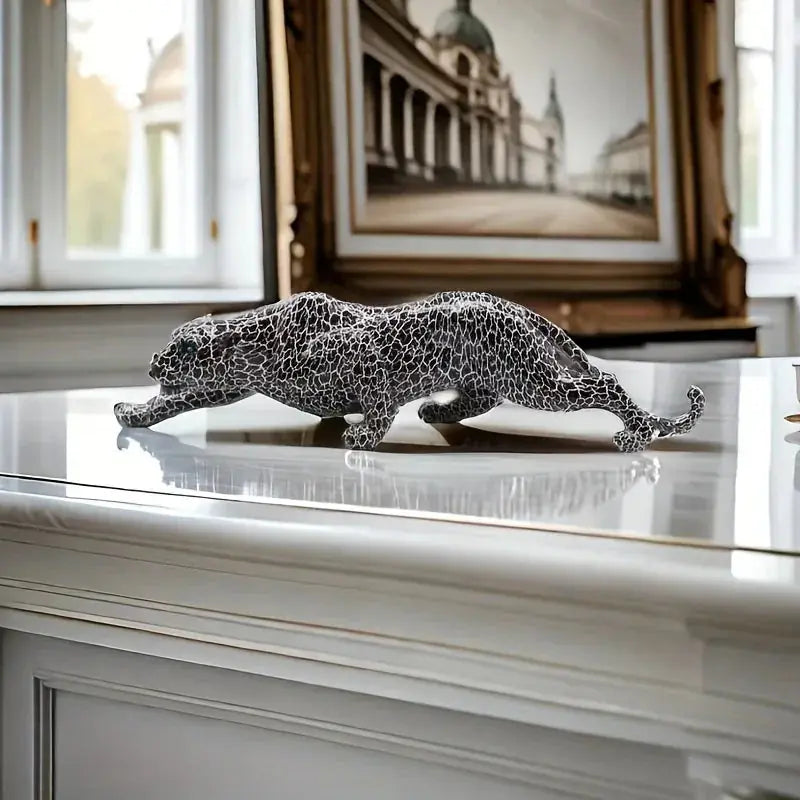 Abstract Leopard Figurine Modern Textured Table Decor