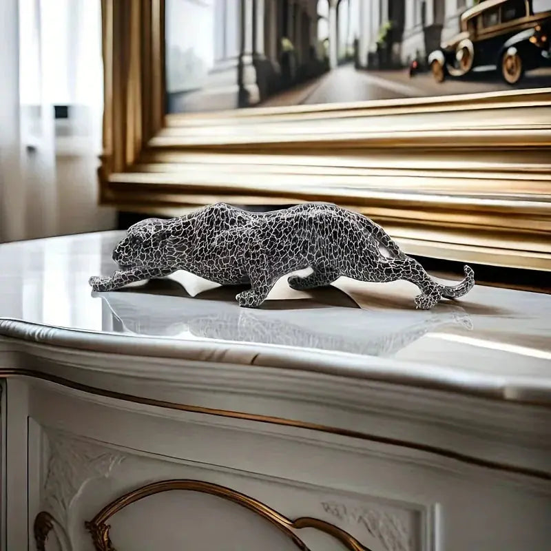 Abstract Leopard Figurine Modern Textured Table Decor