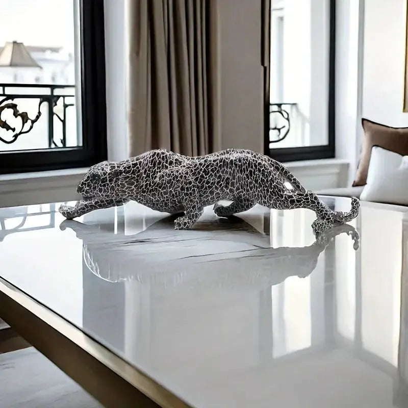Abstract Leopard Figurine Modern Textured Table Decor