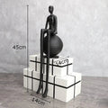 Abstract Long-Legged Thinker Sculpture Modern Matte Black Figurine