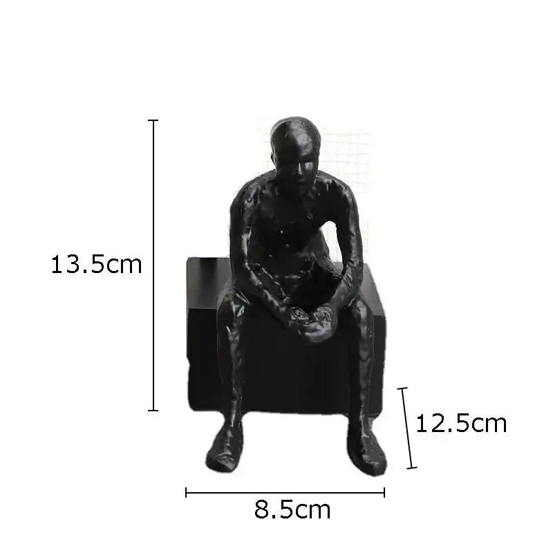 Abstract Long-Legged Thinker Sculpture Modern Matte Black Figurine