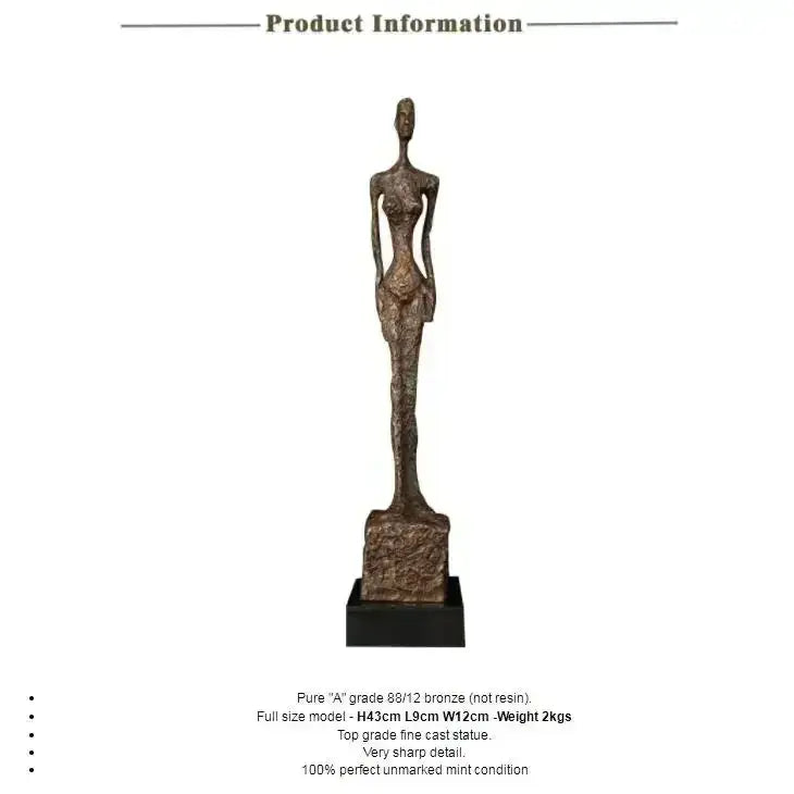 Abstract Standing Woman Brass Sculpture