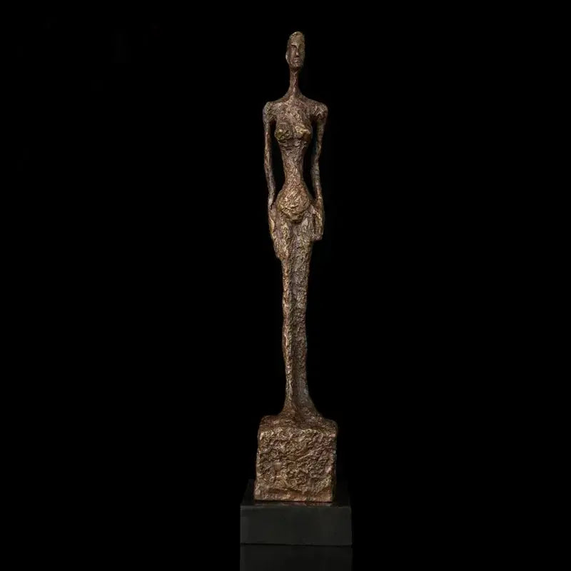 Abstract Standing Woman Brass Sculpture