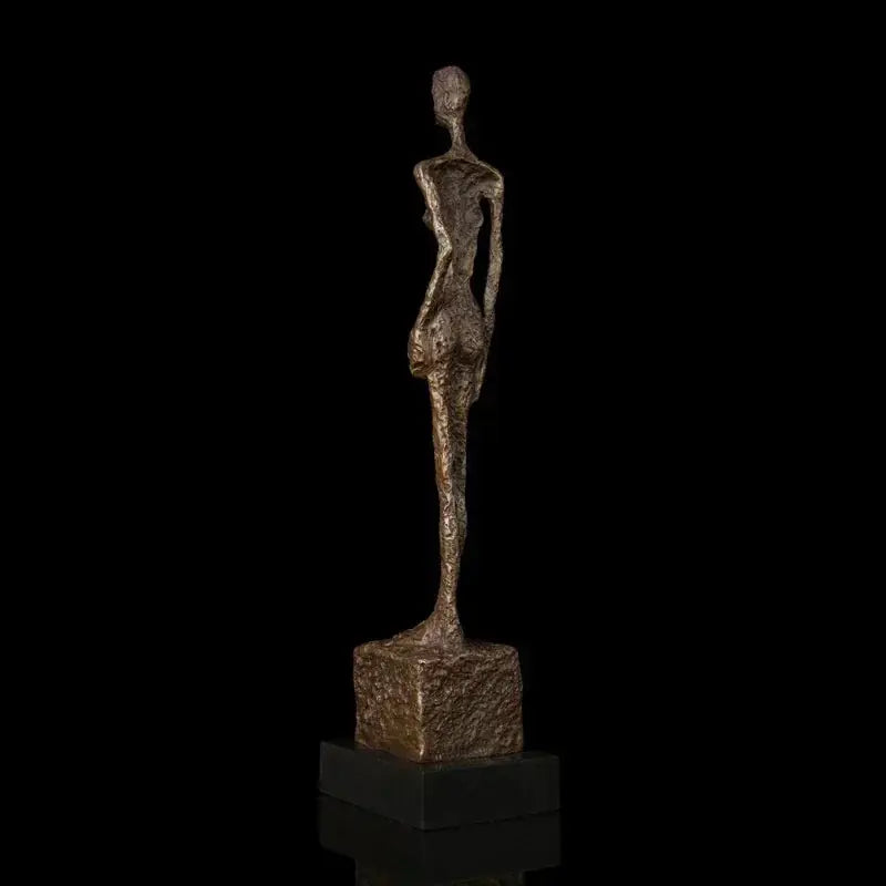 Abstract Standing Woman Brass Sculpture