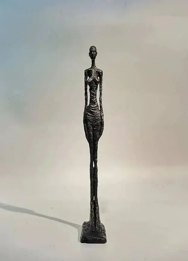 Abstract Standing Woman Brass Sculpture