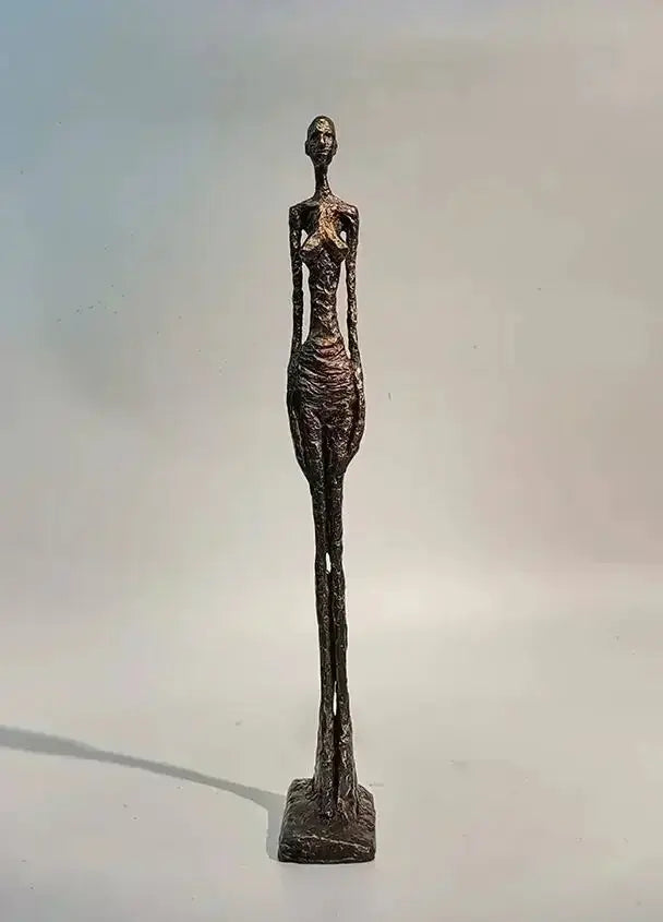 Abstract Standing Woman Brass Sculpture