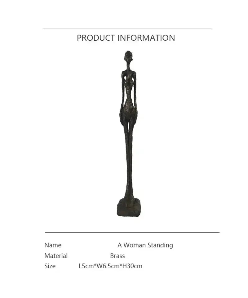 Abstract Standing Woman Brass Sculpture
