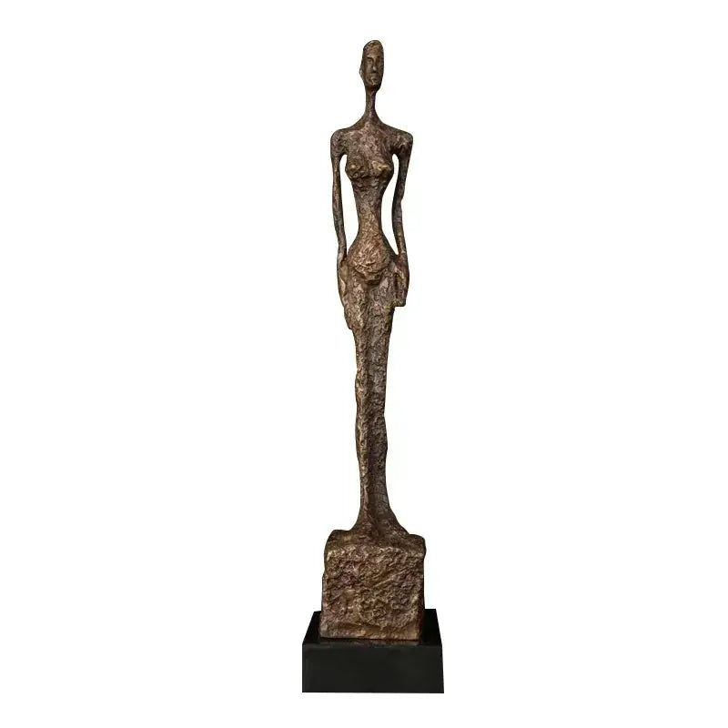 Abstract Standing Woman Brass Sculpture