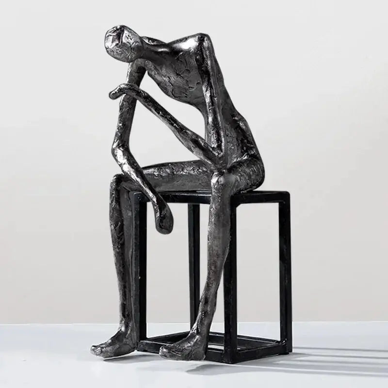 Abstract Thinker Figurine Modern Sitting Sculpture Decor