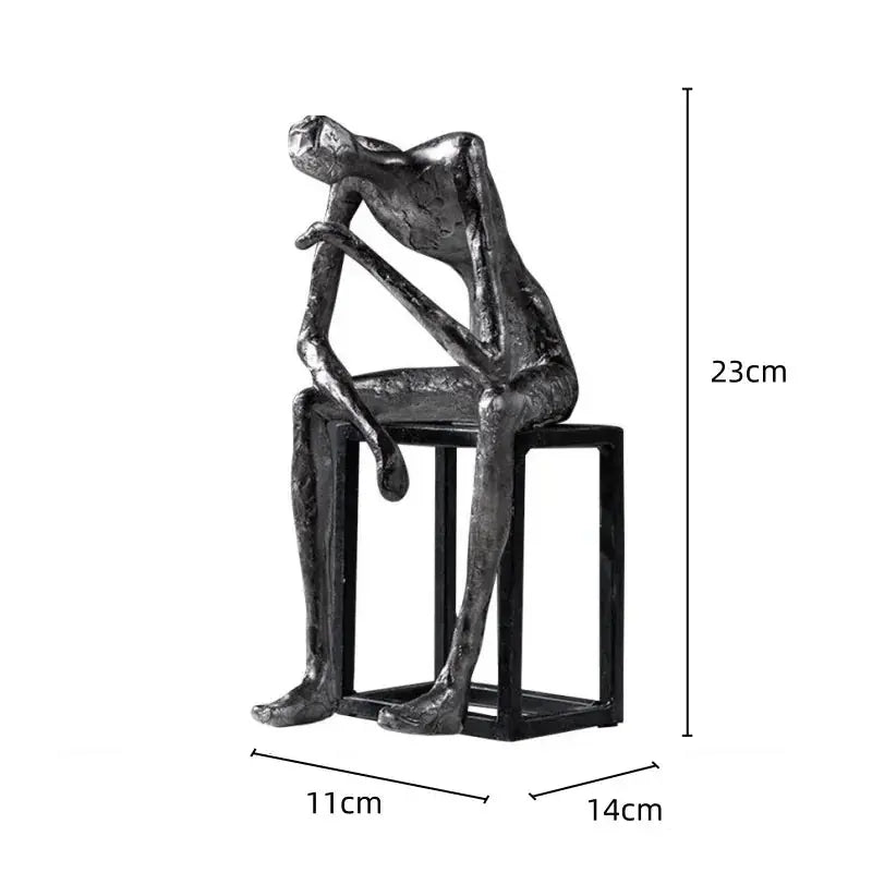 Abstract Thinker Figurine Modern Sitting Sculpture Decor