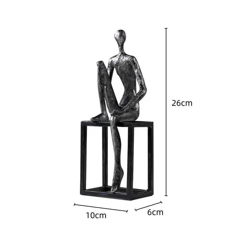 Abstract Thinker Figurine Modern Sitting Sculpture Decor