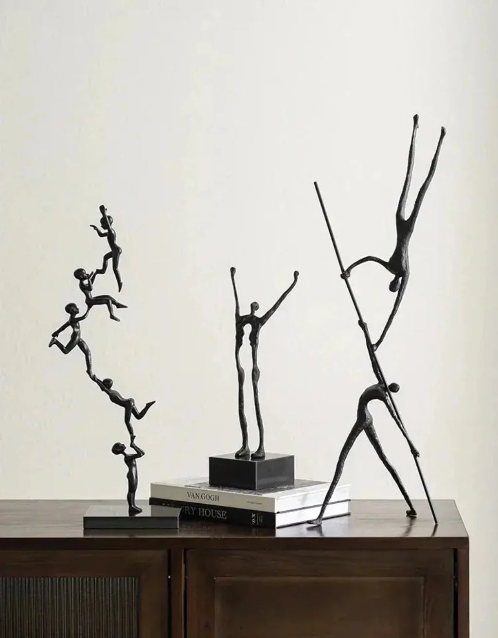 Acrobatic Sculpture Black with Silver Sphere for Modern Homes