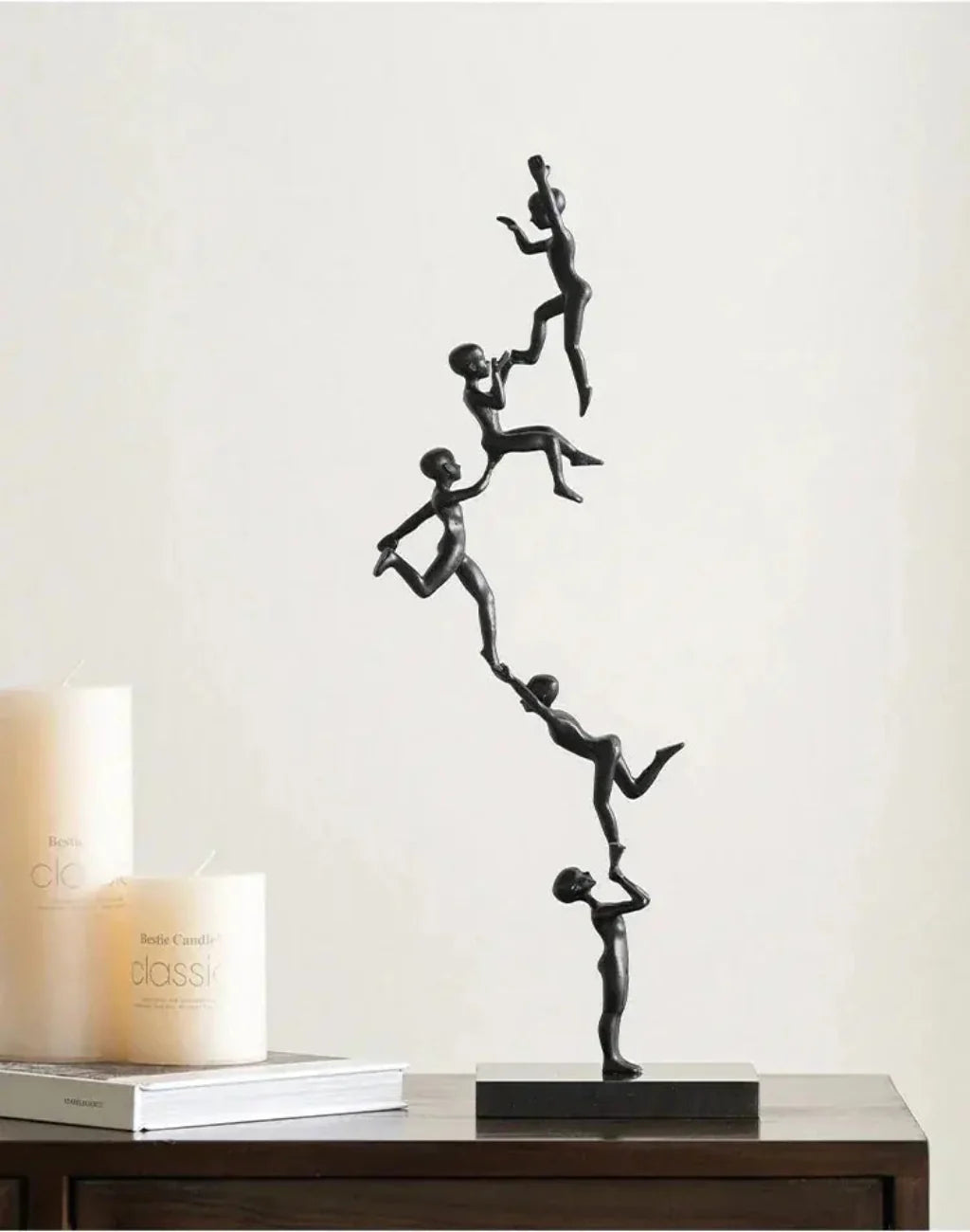 Acrobatic Sculpture Black with Silver Sphere for Modern Homes