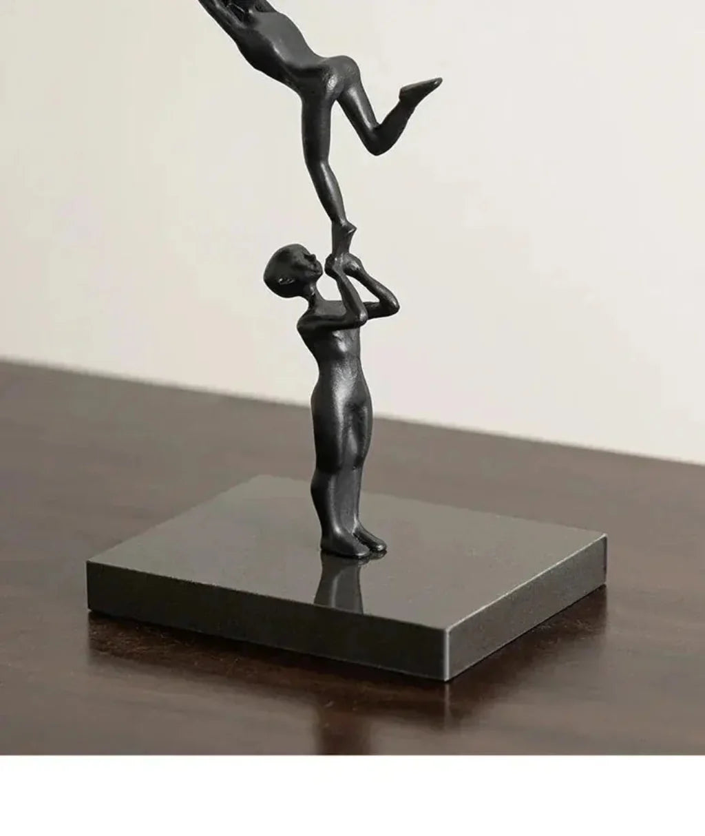 Acrobatic Sculpture Black with Silver Sphere for Modern Homes