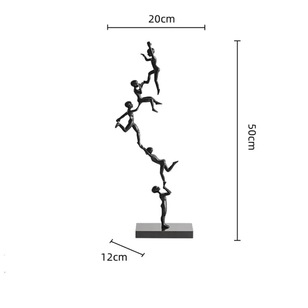 Acrobatic Sculpture Black with Silver Sphere for Modern Homes