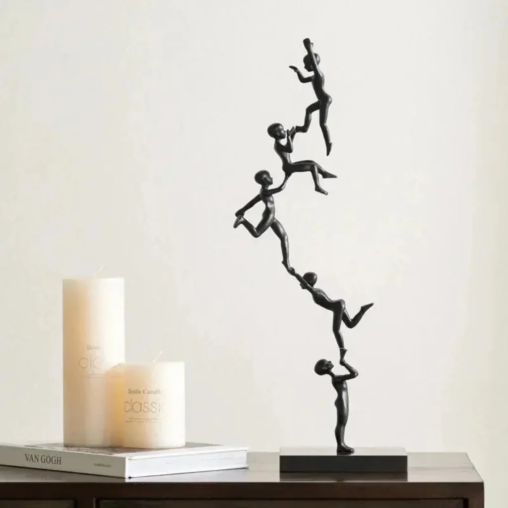 Acrobatic Sculpture Black with Silver Sphere for Modern Homes
