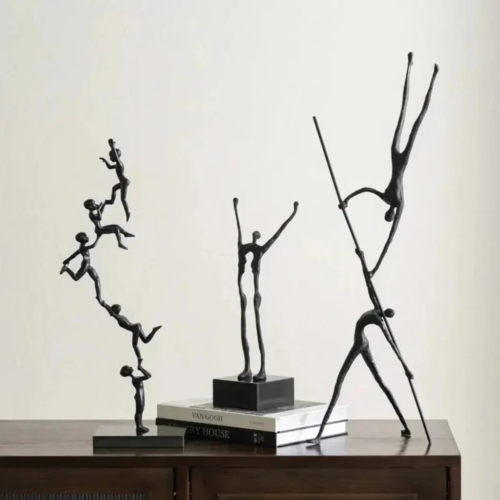 Acrobatic Sculpture Black with Silver Sphere for Modern Homes