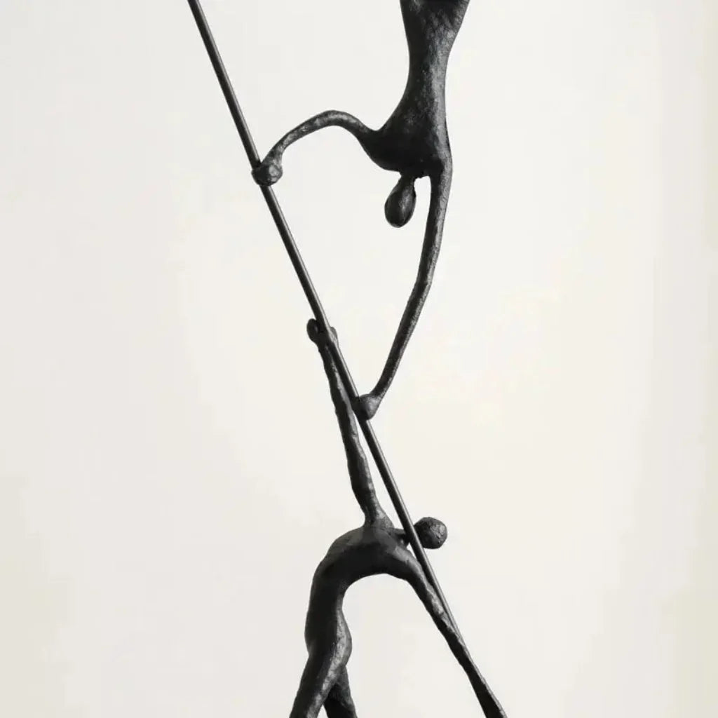 Acrobatic Sculpture Black with Silver Sphere for Modern Homes