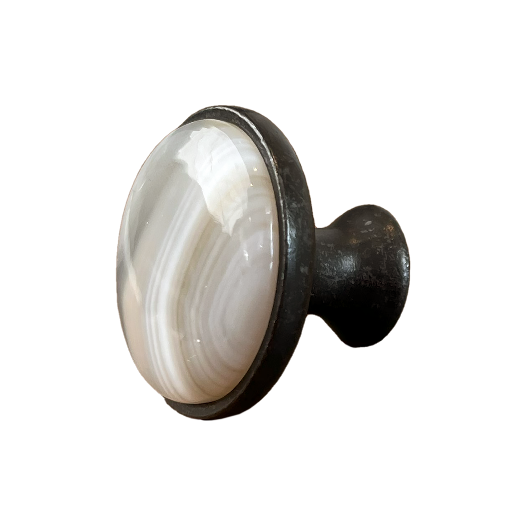 White & Grey Agate Cabinet Knob