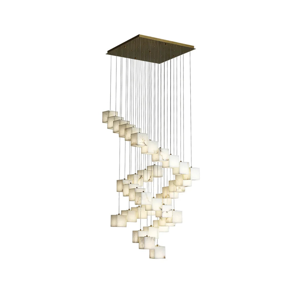 Cube Alabaster Cascade Chandelier