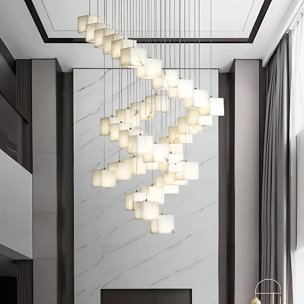 Cube Alabaster Cascade Chandelier