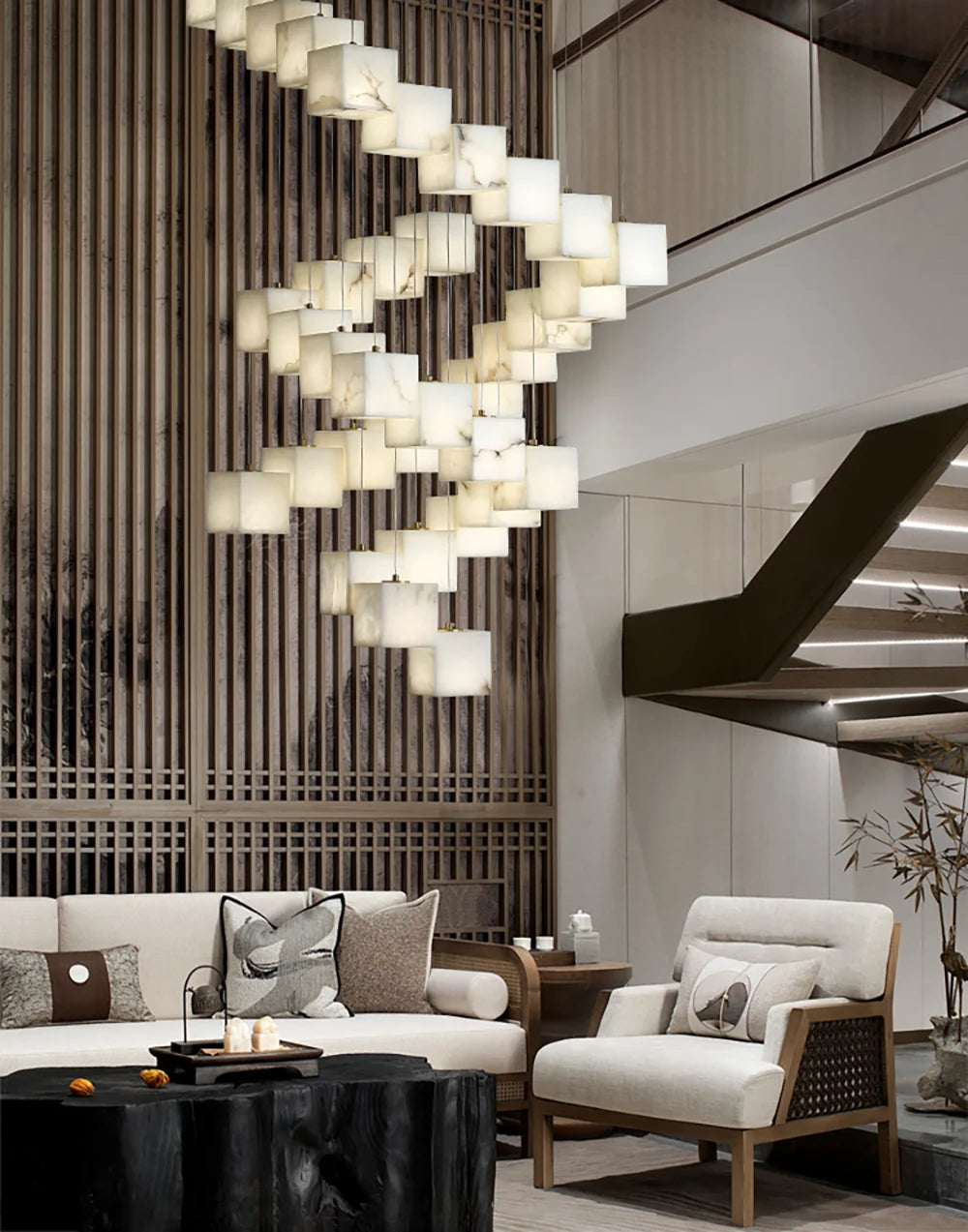Cube Alabaster Cascade Chandelier