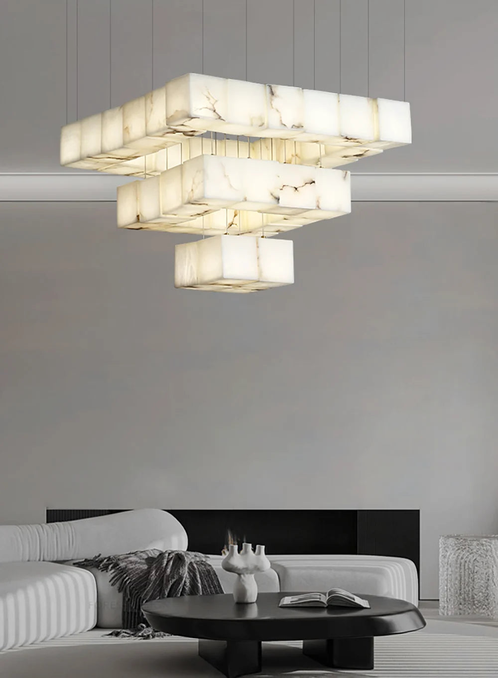 Cube Alabaster Cascade Chandelier