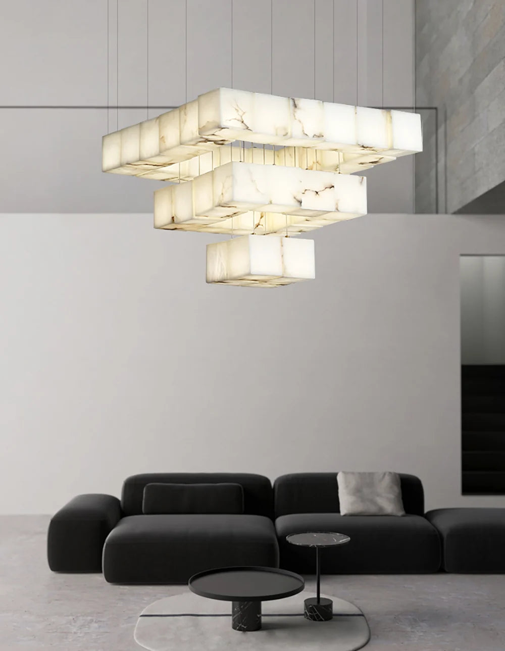 Cube Alabaster Cascade Chandelier