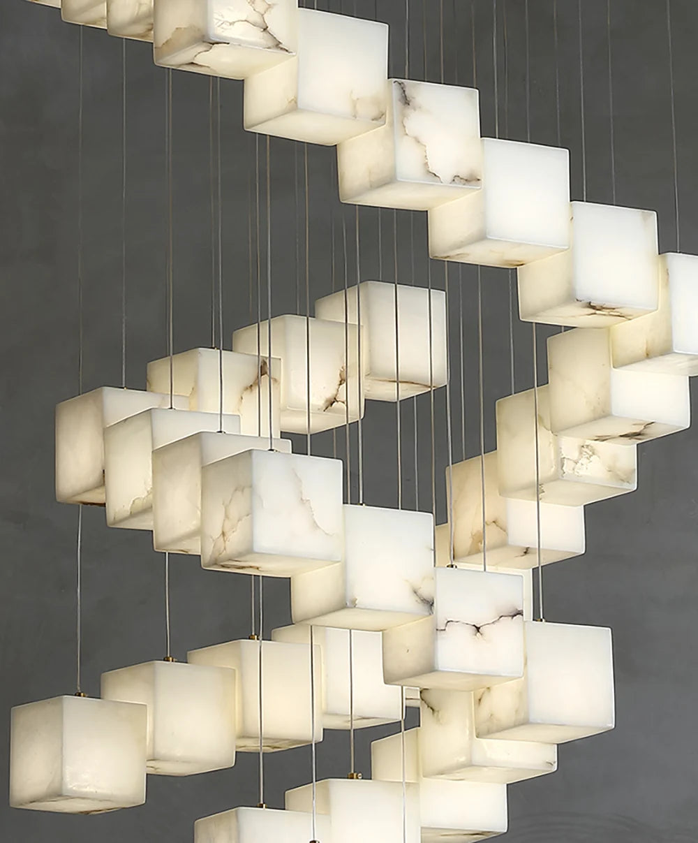 Cube Alabaster Cascade Chandelier