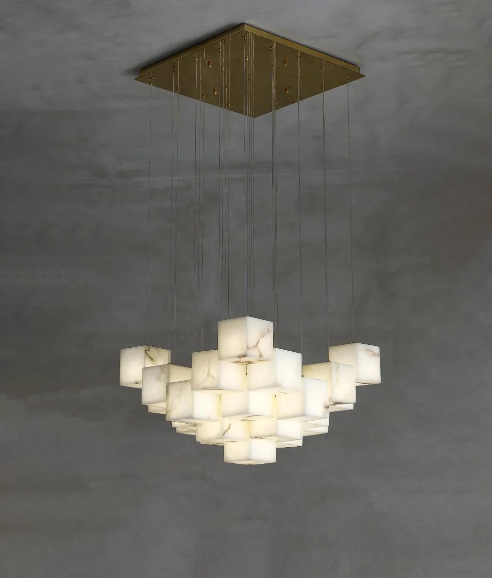 Cube Alabaster Cascade Chandelier