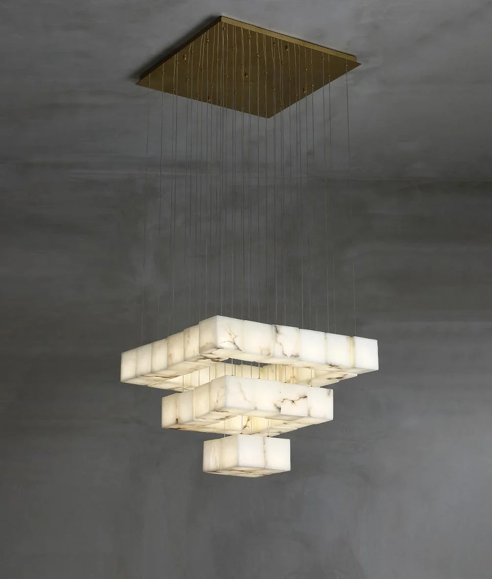 Cube Alabaster Cascade Chandelier
