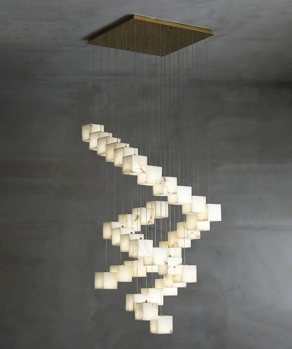 Cube Alabaster Cascade Chandelier