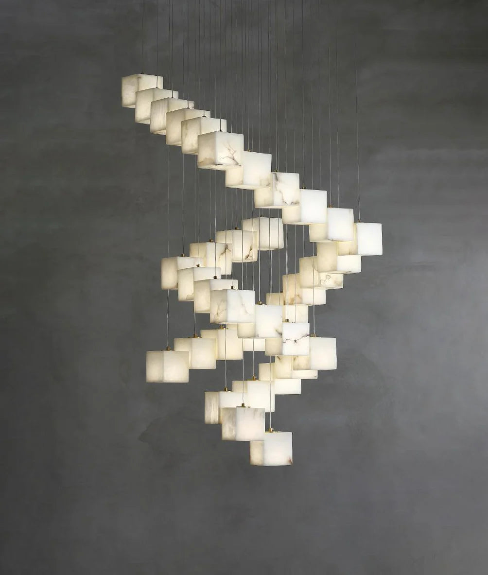 Cube Alabaster Cascade Chandelier