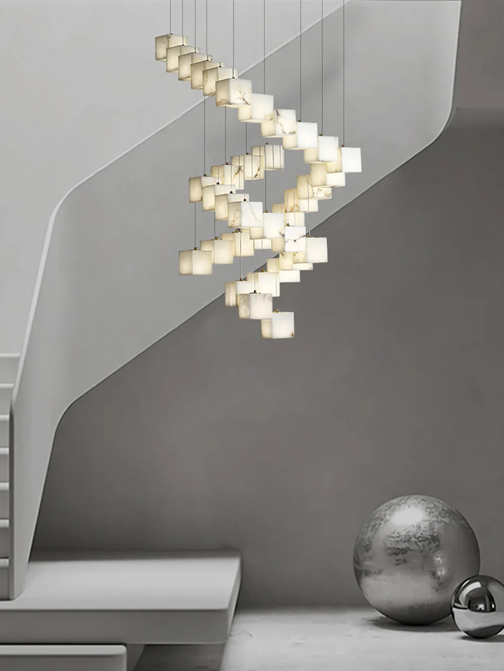 Cube Alabaster Cascade Chandelier