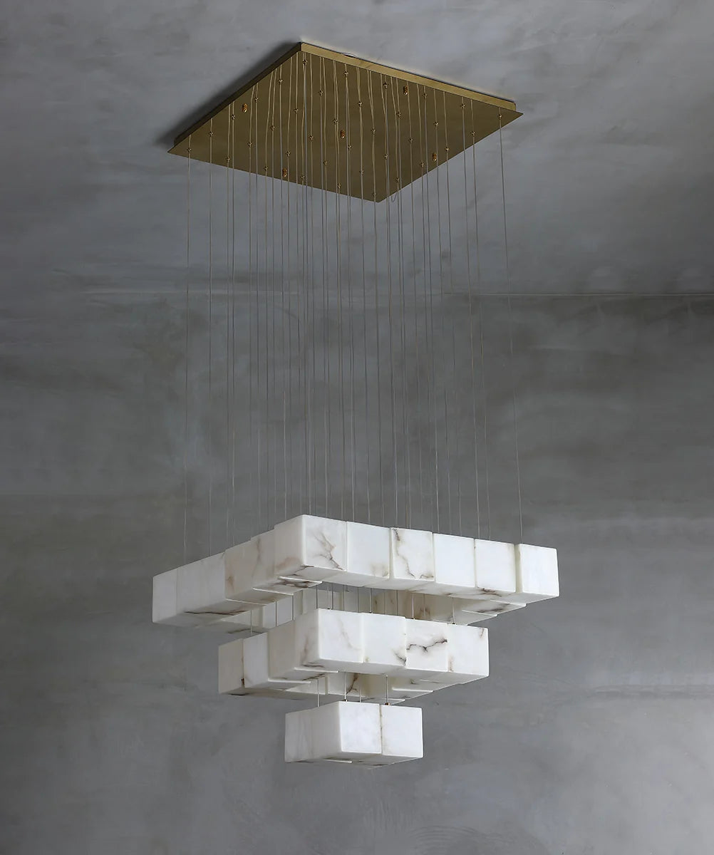 Cube Alabaster Cascade Chandelier