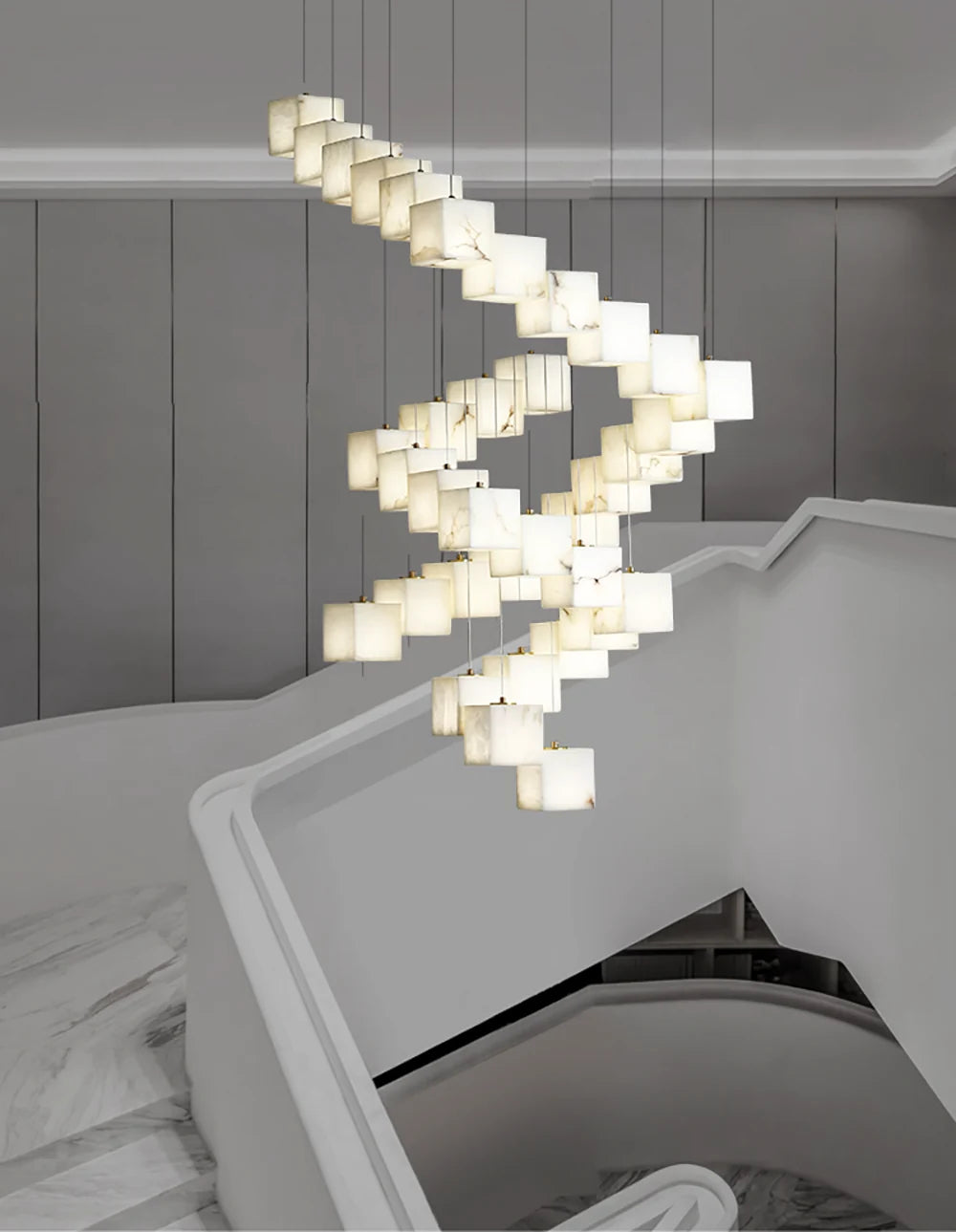 Cube Alabaster Cascade Chandelier