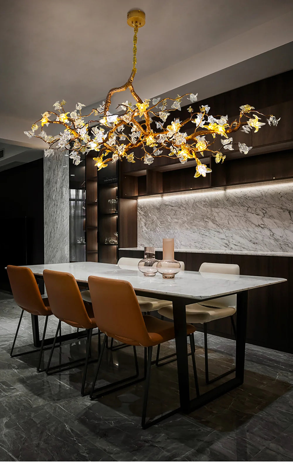 Aosta Glass Blossom Branch Chandelier