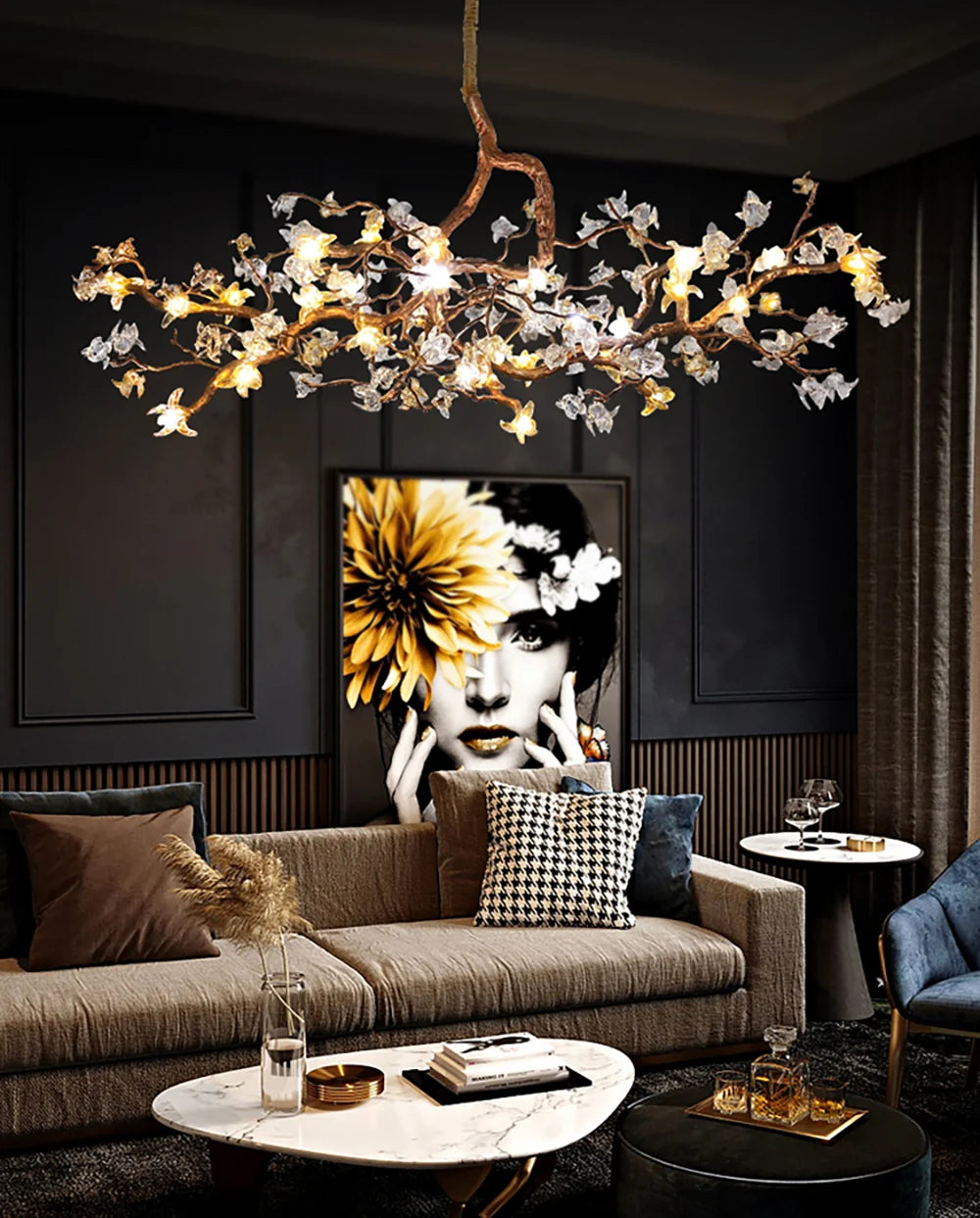 Aosta Glass Blossom Branch Chandelier