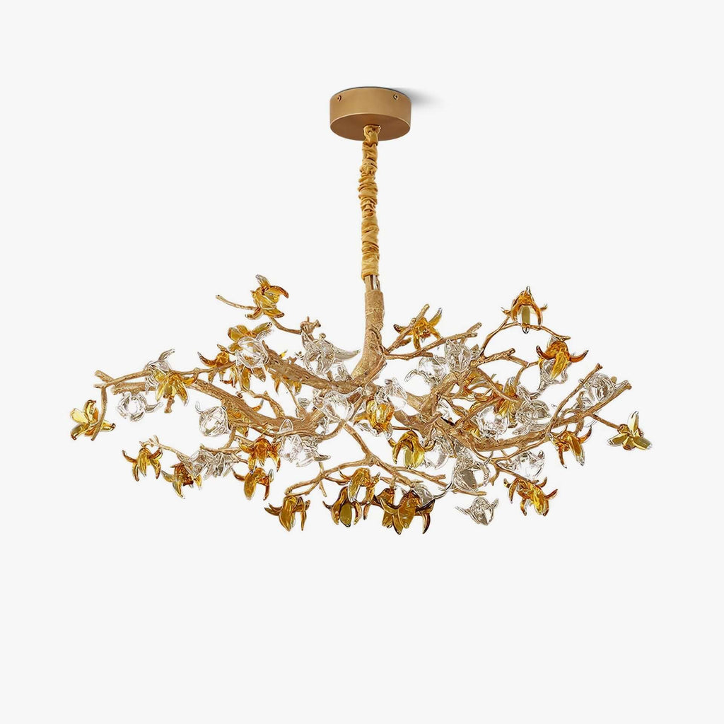 Aosta Brass Glass Blossom Chandelier
