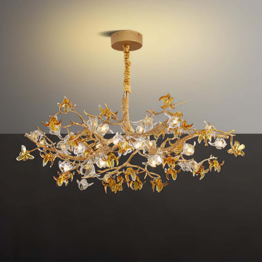 Aosta Brass Glass Blossom Chandelier